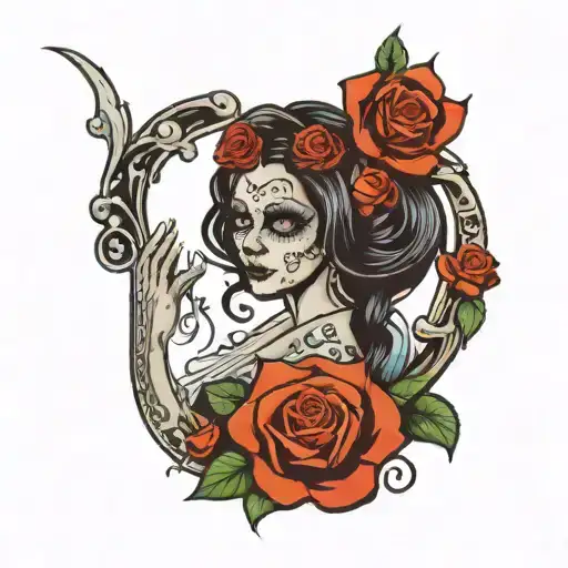 La Llorona with sign «La Llorona» tattoo design idea