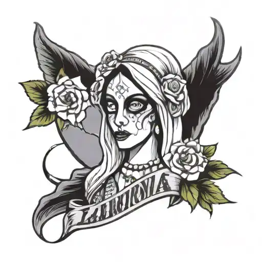 La Llorona with sign «La Llorona» tattoo design idea