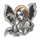 La Llorona with sign «La Llorona» tattoo design idea