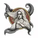 La Llorona with sign «La Llorona» tattoo design idea