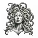 medusa head feminine broken angel tattoo design idea