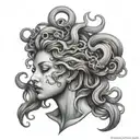 medusa head feminine broken angel tattoo design idea