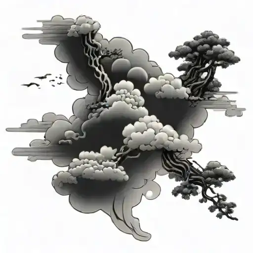 Japanese cloud storm tattoo design idea