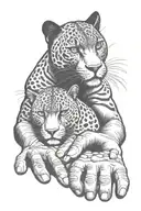 black panther animal and the word family holding hands tattoo design idea