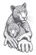 black panther animal and the word family holding hands tattoo design idea
