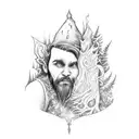 wizard in the forest casting a spell tattoo design idea