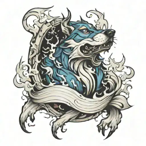 hounds of hades in a storm chest tattoo design tattoo design idea