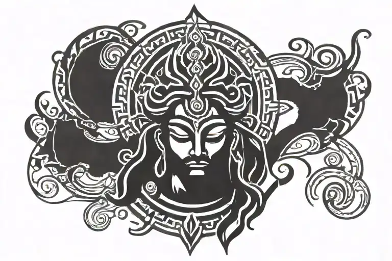 shiva meditating tattoo design idea