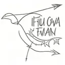 sun and bow and arrow, and waves, and the writing "if you wanna to go far, then youve got to go far" tattoo design idea