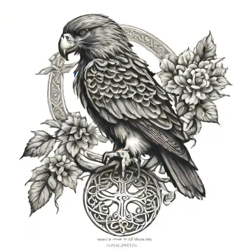 polish falcon Celtic tree of life tattoo design idea