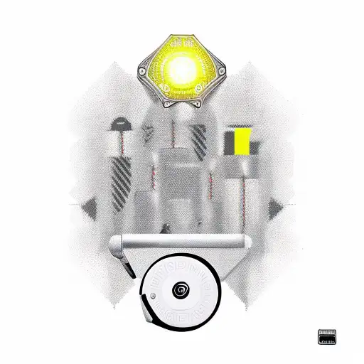 A new-school design featuring Batman's utility belt filled with police officer tools like a flashlight and handcuffs tattoo design idea
