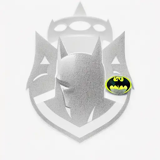 A new-school interpretation of Batman's iconic logo, incorporating elements of police officer imagery like handcuffs or a badge tattoo design idea