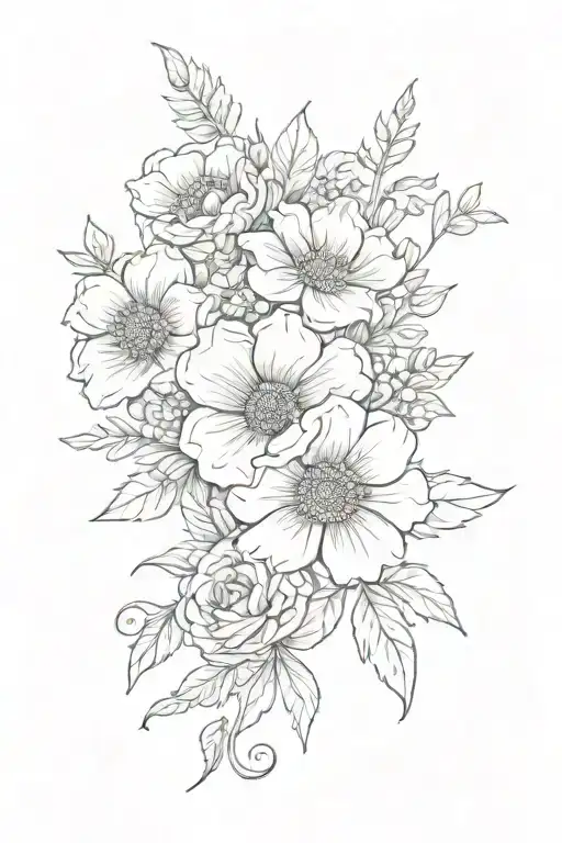 spanish flowers tattoo design idea