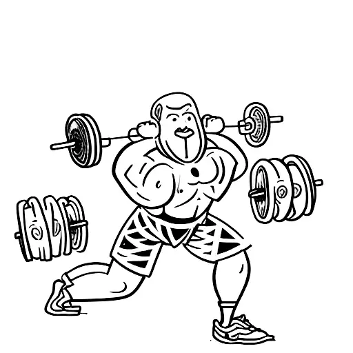 A weightlifter lifting a dumbbell with sport-themed tattoos tattoo design idea