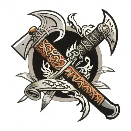 bayonet, ax tattoo design idea