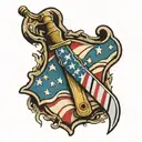 bayonet, hatchet american flag  tattoo design idea