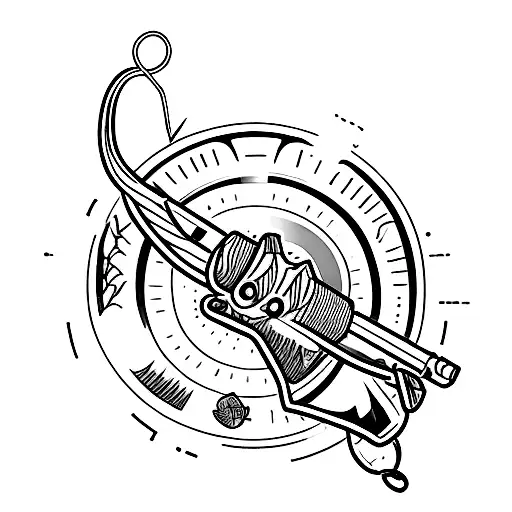 memorial fishing rod for someones death tattoo design idea