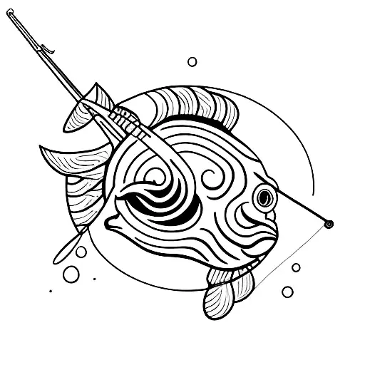 memorial fishing rod for someones death tattoo design idea