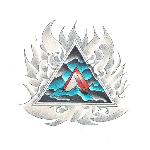 four elements air water earth fire in triangles tattoo design idea