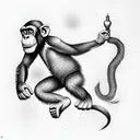 Chimp riding rocket tattoo design idea