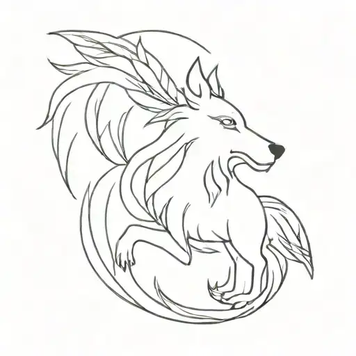 wolf lion bird phoenix nature cross tattoo design idea