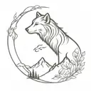 wolf lion bird phoenix nature cross tattoo design idea