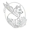wolf lion bird phoenix nature cross tattoo design idea