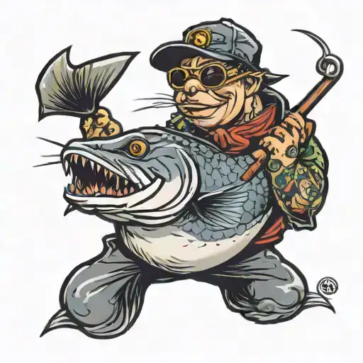 catfish fishing tattoo design idea