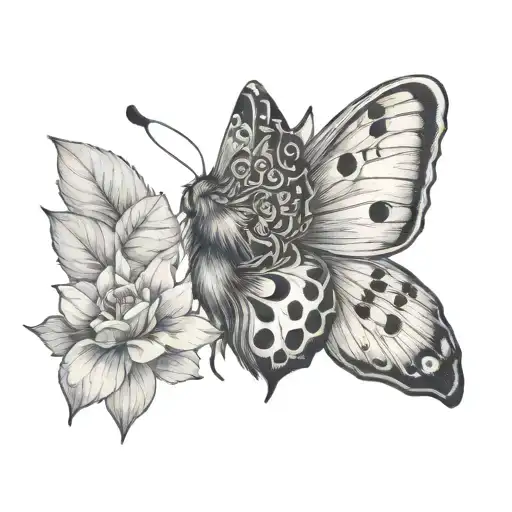 butterfly with cat face inside tattoo design idea