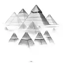 Generate a tattoo design featuring the Pyramids of Giza merging with the Manhattan skyline. Include vibrant colors to hi tattoo design idea