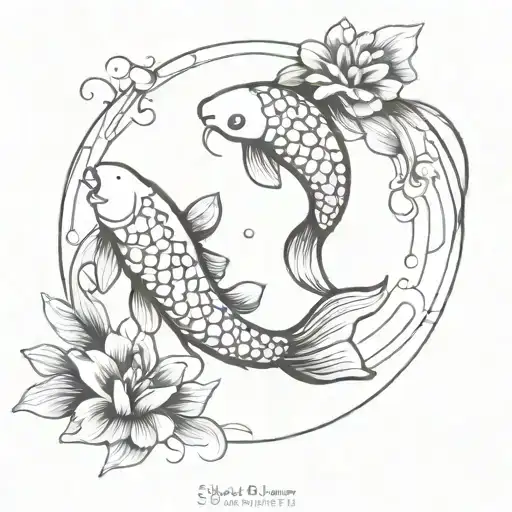 yin yang koi fish tattoo design idea