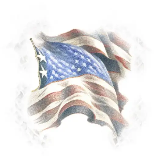 torn american flag tattoo design idea