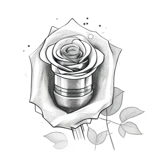 A sketch-style microphone surrounded by roses and the word 'Respect' tattoo design idea