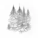 mountain pine trees stream for upper arm  tattoo design idea