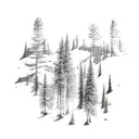mountain pine trees stream for upper arm  tattoo design idea