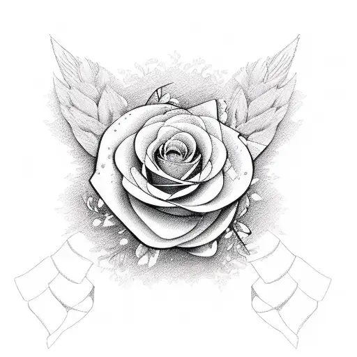 moutains disney roses doves pink ribbon tattoo design idea