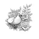 moutains disney roses doves pink ribbon tattoo design idea