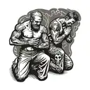  Proverbs 18:24 and two guys kneeling praying tattoo design idea