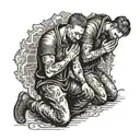  Proverbs 18:24 and two guys kneeling praying tattoo design idea