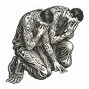  Proverbs 18:24 and two guys kneeling praying tattoo design idea