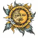 sun and moon merging together tattoo design idea