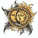 sun and moon merging together tattoo design idea