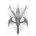 longsword going through a crescent tattoo design idea