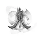 longsword going through a crescent tattoo design idea