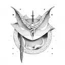 longsword going through a crescent tattoo design idea