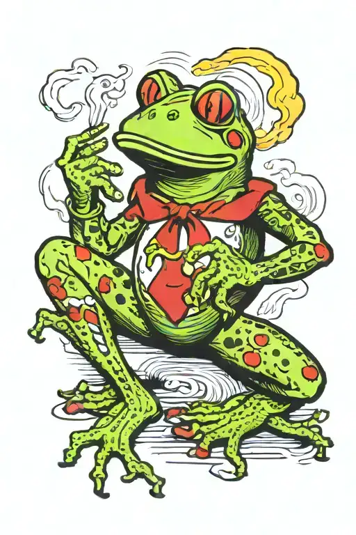 Smoking Boxing frog tattoo design idea