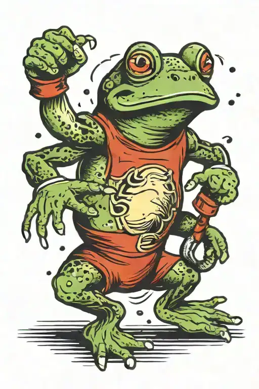 boxing frog tattoo design idea
