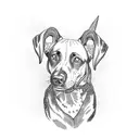 a skinny black lab dog cooking a Cajun rue over a pot tattoo design idea