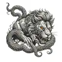 lion eating a snake that's eating a rat tattoo design tattoo design idea