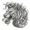 lion eating a snake that's eating a rat tattoo design tattoo design idea